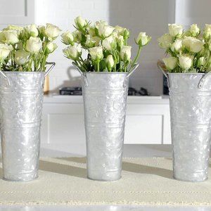 Walford Home French Flower Buckets 9 Inch Flower Vases, Set of 3